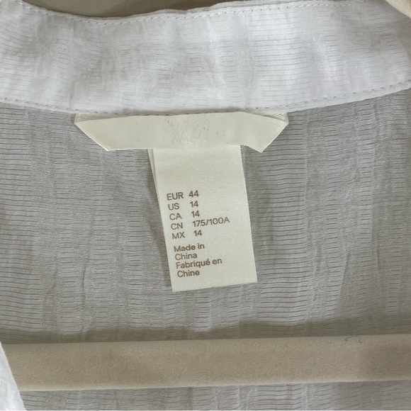 H&M Women’s White Gauzy Lightweight Button-Front Kaftan Cover-Up Sz 14 - Picture 4 of 12